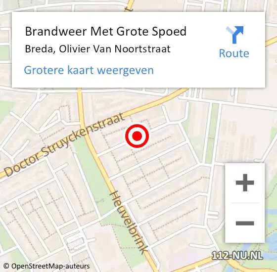 Locatie op kaart van de 112 melding: Brandweer Met Grote Spoed Naar Breda, Olivier Van Noortstraat op 25 september 2020 23:31