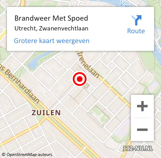 Locatie op kaart van de 112 melding: Brandweer Met Spoed Naar Utrecht, Zwanenvechtlaan op 26 september 2020 00:22