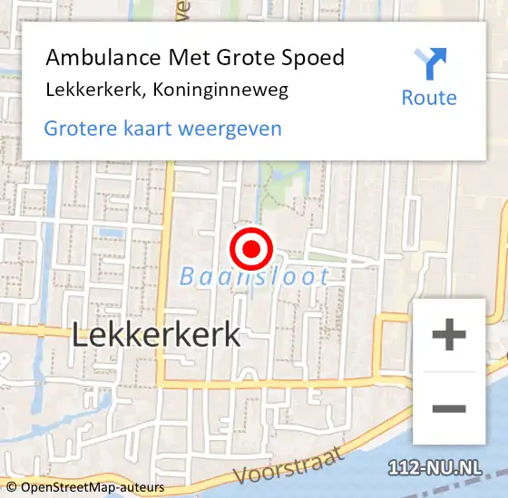 Locatie op kaart van de 112 melding: Ambulance Met Grote Spoed Naar Lekkerkerk, Koninginneweg op 26 september 2020 01:38