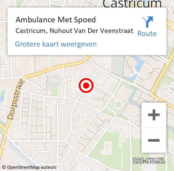 Locatie op kaart van de 112 melding: Ambulance Met Spoed Naar Castricum, Nuhout Van Der Veenstraat op 26 september 2020 01:40