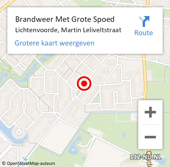 Locatie op kaart van de 112 melding: Brandweer Met Grote Spoed Naar Lichtenvoorde, Martin Leliveltstraat op 26 september 2020 02:04