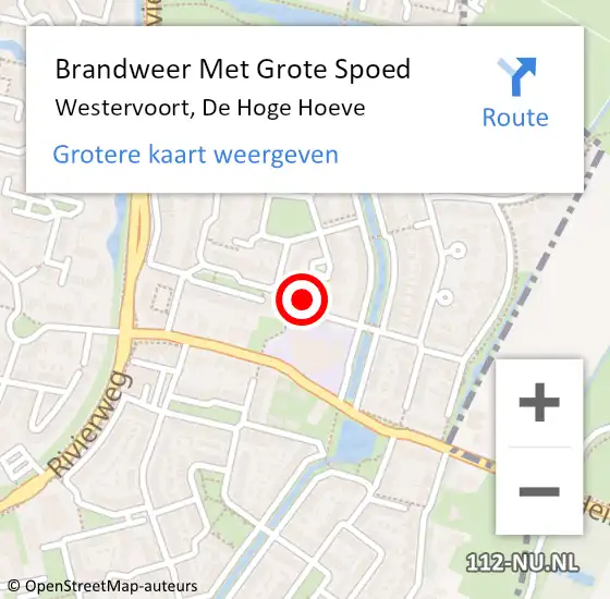 Locatie op kaart van de 112 melding: Brandweer Met Grote Spoed Naar Westervoort, De Hoge Hoeve op 26 september 2020 02:06