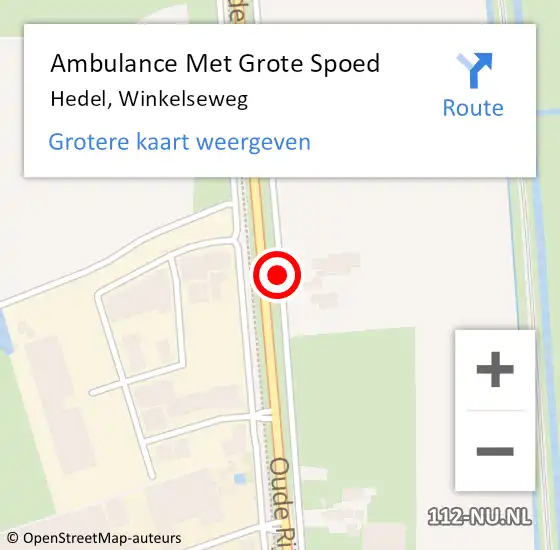 Locatie op kaart van de 112 melding: Ambulance Met Grote Spoed Naar Hedel, Winkelseweg op 26 september 2020 03:31