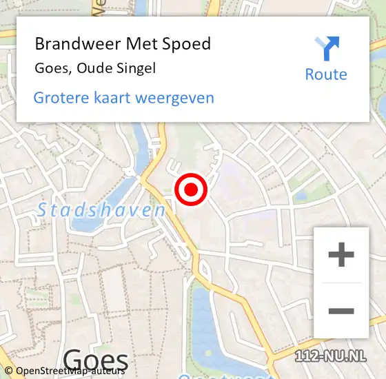 Locatie op kaart van de 112 melding: Brandweer Met Spoed Naar Goes, Oude Singel op 26 september 2020 10:40