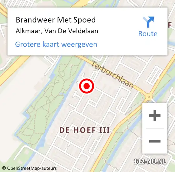 Locatie op kaart van de 112 melding: Brandweer Met Spoed Naar Alkmaar, Van De Veldelaan op 26 september 2020 11:31