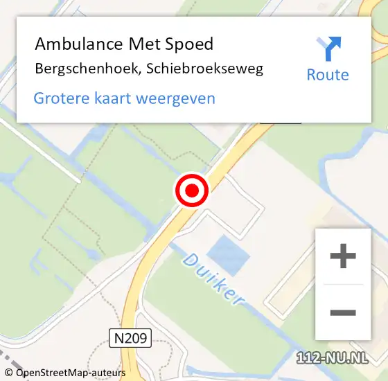 Locatie op kaart van de 112 melding: Ambulance Met Spoed Naar Bergschenhoek, Schiebroekseweg op 26 september 2020 11:49