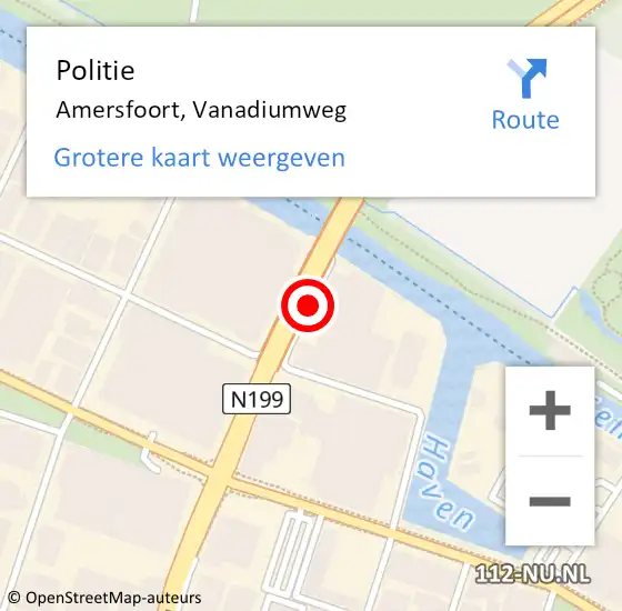 Locatie op kaart van de 112 melding: Politie Amersfoort, Vanadiumweg op 26 september 2020 11:50