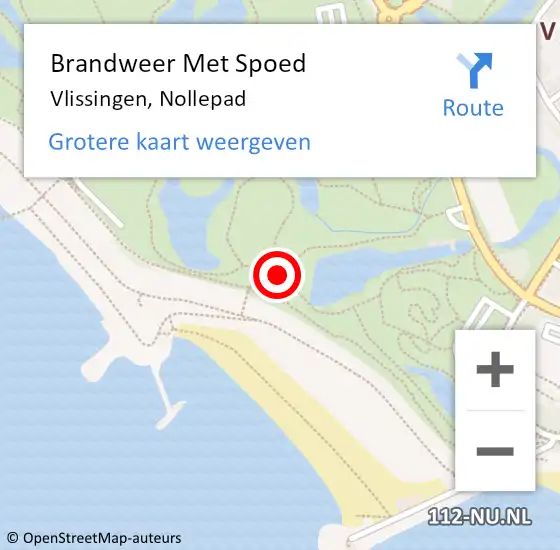 Locatie op kaart van de 112 melding: Brandweer Met Spoed Naar Vlissingen, Nollepad op 26 september 2020 11:57