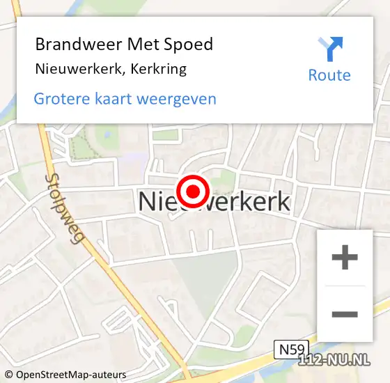 Locatie op kaart van de 112 melding: Brandweer Met Spoed Naar Nieuwerkerk, Kerkring op 26 september 2020 12:04