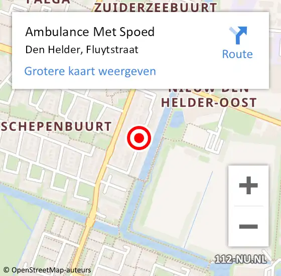 Locatie op kaart van de 112 melding: Ambulance Met Spoed Naar Den Helder, Fluytstraat op 26 september 2020 12:11