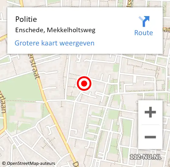 Locatie op kaart van de 112 melding: Politie Enschede, Mekkelholtsweg op 26 september 2020 12:14