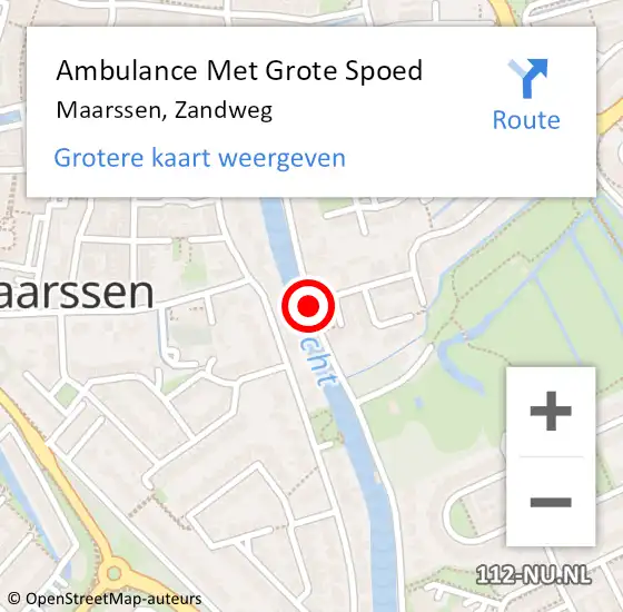 Locatie op kaart van de 112 melding: Ambulance Met Grote Spoed Naar Maarssen, Zandweg op 26 september 2020 14:55