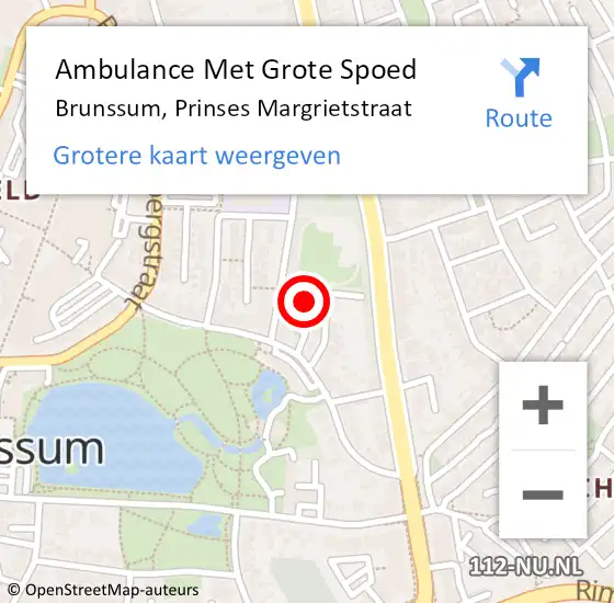 Locatie op kaart van de 112 melding: Ambulance Met Grote Spoed Naar Brunssum, Prinses Margrietstraat op 20 mei 2014 09:19