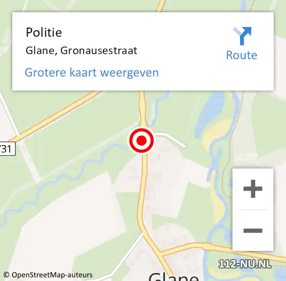 Locatie op kaart van de 112 melding: Politie Glane, Gronausestraat op 26 september 2020 15:34