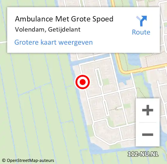 Locatie op kaart van de 112 melding: Ambulance Met Grote Spoed Naar Volendam, Getijdelant op 26 september 2020 18:17