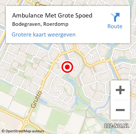 Locatie op kaart van de 112 melding: Ambulance Met Grote Spoed Naar Bodegraven, Roerdomp op 26 september 2020 18:28