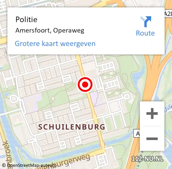 Locatie op kaart van de 112 melding: Politie Amersfoort, Operaweg op 26 september 2020 18:48