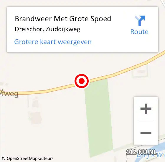 Locatie op kaart van de 112 melding: Brandweer Met Grote Spoed Naar Dreischor, Zuiddijkweg op 26 september 2020 21:32