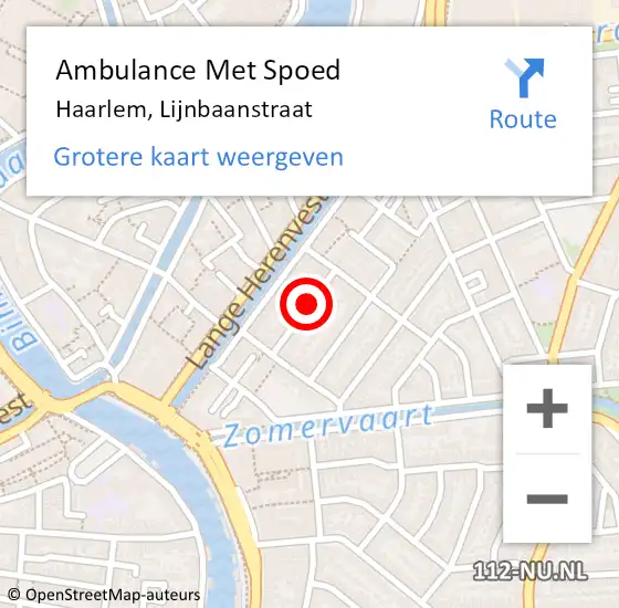 Locatie op kaart van de 112 melding: Ambulance Met Spoed Naar Haarlem, Lijnbaanstraat op 26 september 2020 22:15