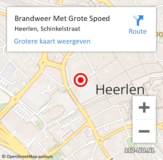 Locatie op kaart van de 112 melding: Brandweer Met Grote Spoed Naar Heerlen, Schinkelstraat op 26 september 2020 22:38