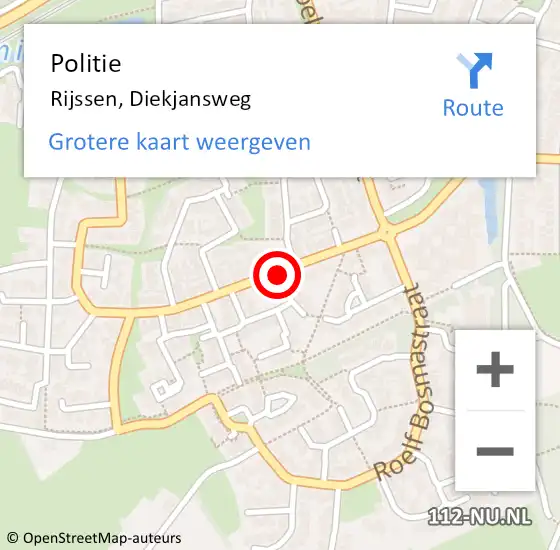 Locatie op kaart van de 112 melding: Politie Rijssen, Diekjansweg op 27 september 2020 01:09