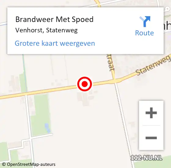 Locatie op kaart van de 112 melding: Brandweer Met Spoed Naar Venhorst, Statenweg op 27 september 2020 01:43