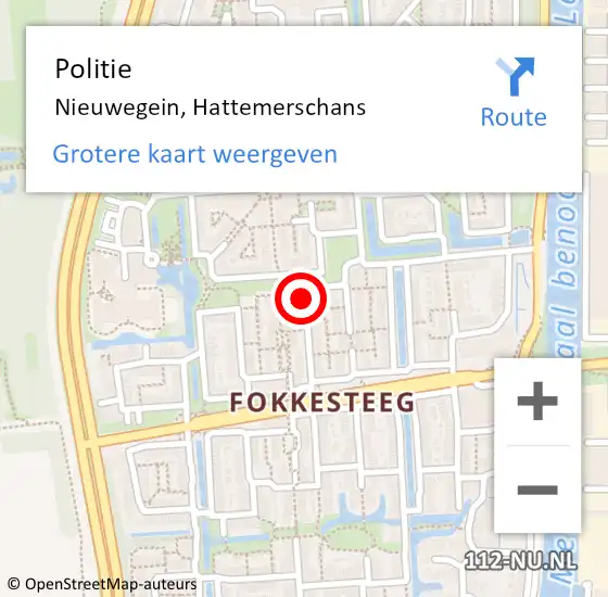 Locatie op kaart van de 112 melding: Politie Nieuwegein, Hattemerschans op 27 september 2020 02:27