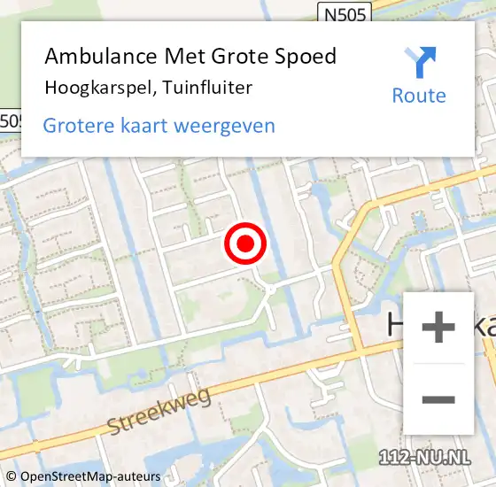 Locatie op kaart van de 112 melding: Ambulance Met Grote Spoed Naar Hoogkarspel, Tuinfluiter op 27 september 2020 02:43