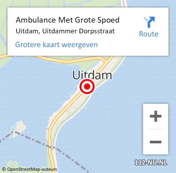 Locatie op kaart van de 112 melding: Ambulance Met Grote Spoed Naar Uitdam, Uitdammer Dorpsstraat op 27 september 2020 02:44