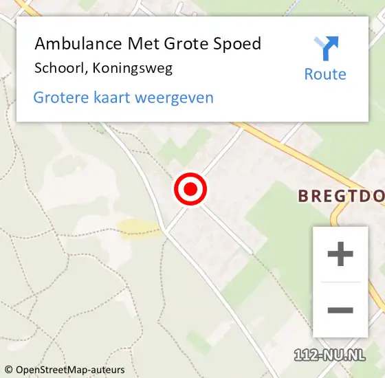 Locatie op kaart van de 112 melding: Ambulance Met Grote Spoed Naar Schoorl, Koningsweg op 27 september 2020 02:55
