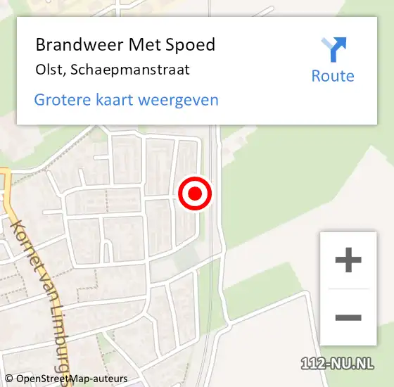 Locatie op kaart van de 112 melding: Brandweer Met Spoed Naar Olst, Schaepmanstraat op 27 september 2020 03:05