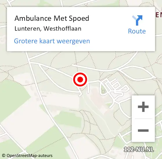 Locatie op kaart van de 112 melding: Ambulance Met Spoed Naar Lunteren, Westhofflaan op 27 september 2020 03:14
