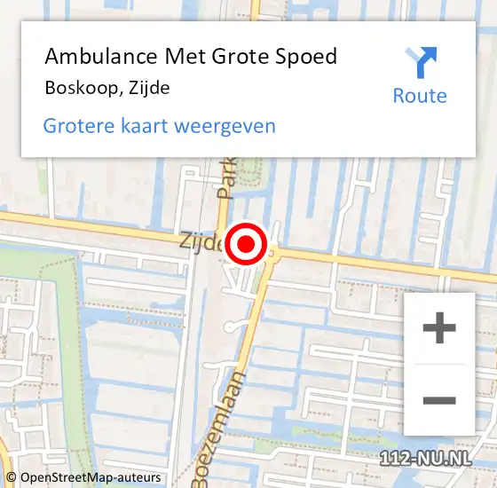 Locatie op kaart van de 112 melding: Ambulance Met Grote Spoed Naar Boskoop, Zijde op 27 september 2020 03:52