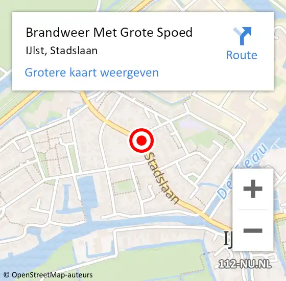 Locatie op kaart van de 112 melding: Brandweer Met Grote Spoed Naar IJlst, Stadslaan op 27 september 2020 04:28