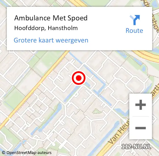 Locatie op kaart van de 112 melding: Ambulance Met Spoed Naar Hoofddorp, Hanstholm op 27 september 2020 07:21