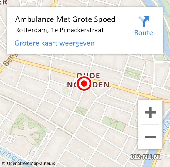 Locatie op kaart van de 112 melding: Ambulance Met Grote Spoed Naar Rotterdam, 1e Pijnackerstraat op 27 september 2020 08:14