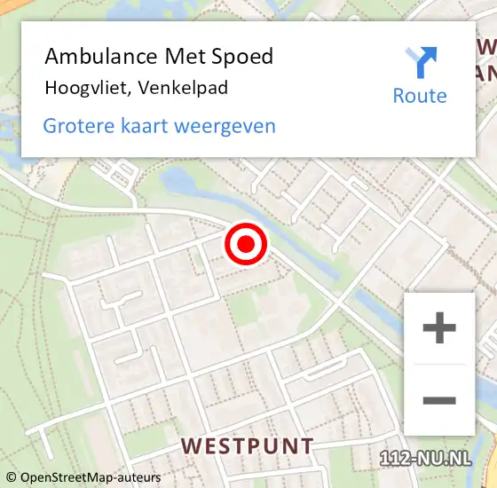 Locatie op kaart van de 112 melding: Ambulance Met Spoed Naar Hoogvliet, Venkelpad op 27 september 2020 08:15