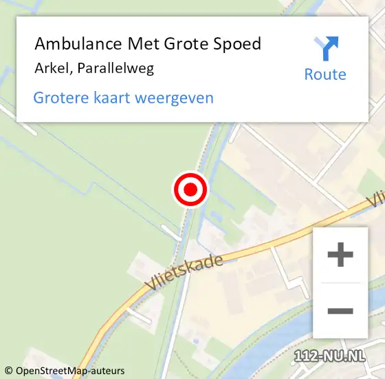 Locatie op kaart van de 112 melding: Ambulance Met Grote Spoed Naar Arkel, Parallelweg op 27 september 2020 08:26