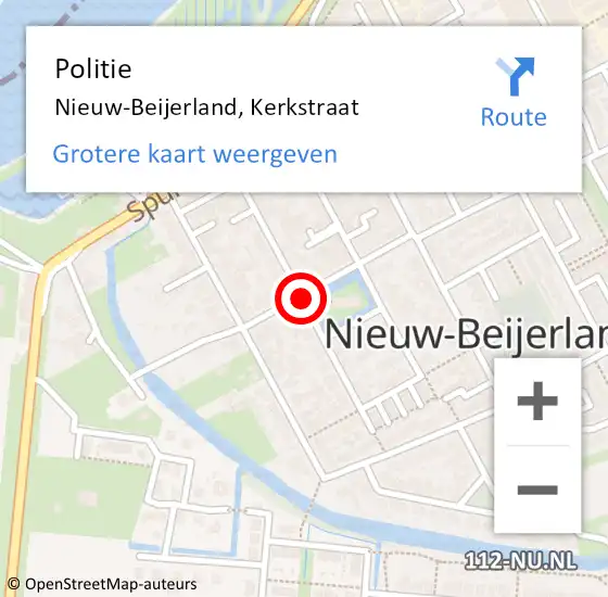 Locatie op kaart van de 112 melding: Politie Nieuw-Beijerland, Kerkstraat op 27 september 2020 09:04