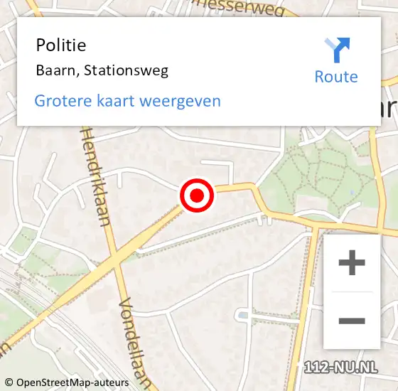 Locatie op kaart van de 112 melding: Politie Baarn, Stationsweg op 27 september 2020 09:53