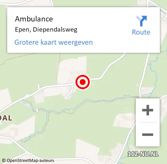 Locatie op kaart van de 112 melding: Ambulance Epen, Diependalsweg op 20 mei 2014 10:23