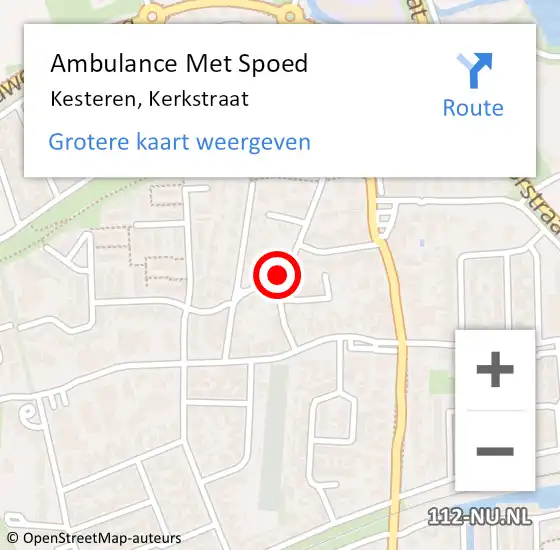 Locatie op kaart van de 112 melding: Ambulance Met Spoed Naar Kesteren, Kerkstraat op 27 september 2020 10:30