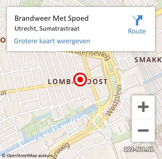 Locatie op kaart van de 112 melding: Brandweer Met Spoed Naar Utrecht, Sumatrastraat op 27 september 2020 11:37