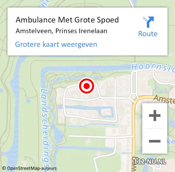 Locatie op kaart van de 112 melding: Ambulance Met Grote Spoed Naar Amstelveen, Prinses Irenelaan op 27 september 2020 12:26