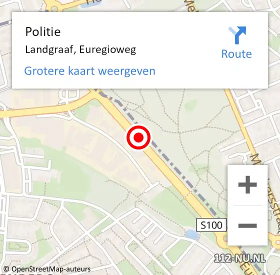 Locatie op kaart van de 112 melding: Politie Landgraaf, Euregioweg op 27 september 2020 13:06