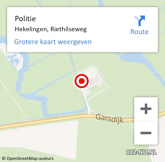 Locatie op kaart van de 112 melding: Politie Hekelingen, Riethilseweg op 27 september 2020 15:00