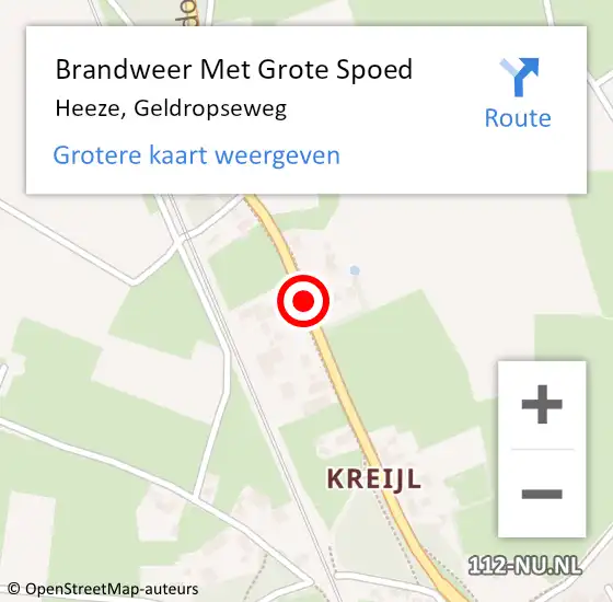 Locatie op kaart van de 112 melding: Brandweer Met Grote Spoed Naar Heeze, Geldropseweg op 27 september 2020 15:36