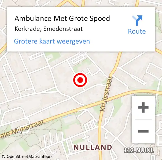 Locatie op kaart van de 112 melding: Ambulance Met Grote Spoed Naar Kerkrade, Smedenstraat op 20 mei 2014 10:53