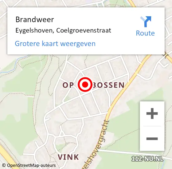 Locatie op kaart van de 112 melding: Brandweer Eygelshoven, Coelgroevenstraat op 20 mei 2014 11:00