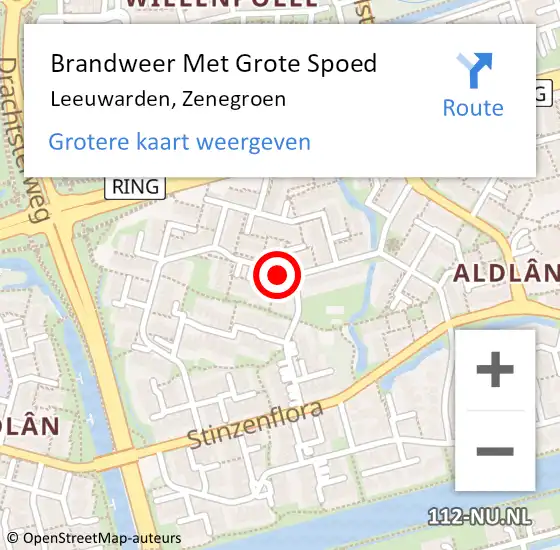 Locatie op kaart van de 112 melding: Brandweer Met Grote Spoed Naar Leeuwarden, Zenegroen op 27 september 2020 17:18